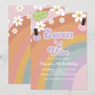 Seven is a vibe Spa Regenbogen 7. Geburtstag Einladung