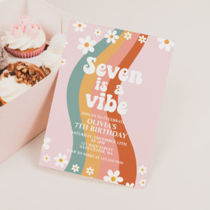Seven ist ein Vibe Groovy daisy Regenbogen 7. Gebu Einladung