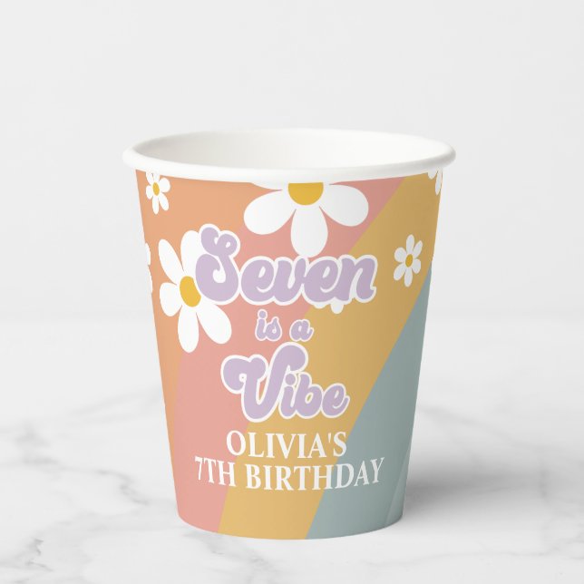 Seven ist ein Vibe Retro Rainbow Paper Cups Pappbecher (Vorderseite)