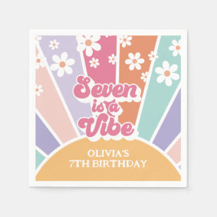 Seven ist ein Vibe Retro Sunshine Rainbow Daisy Serviette