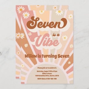 Seven ist eine Vibe Boho Sunshine 7. Geburtstagspa Einladung