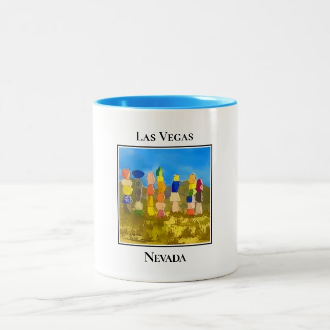 Seven Magic Mountains, Las Vegas Nevada Zweifarbige Tasse (Mittel)