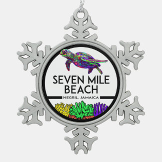 Seven Mile Beach Negril Jamaica Sea Turm Schneeflocken Zinn-Ornament