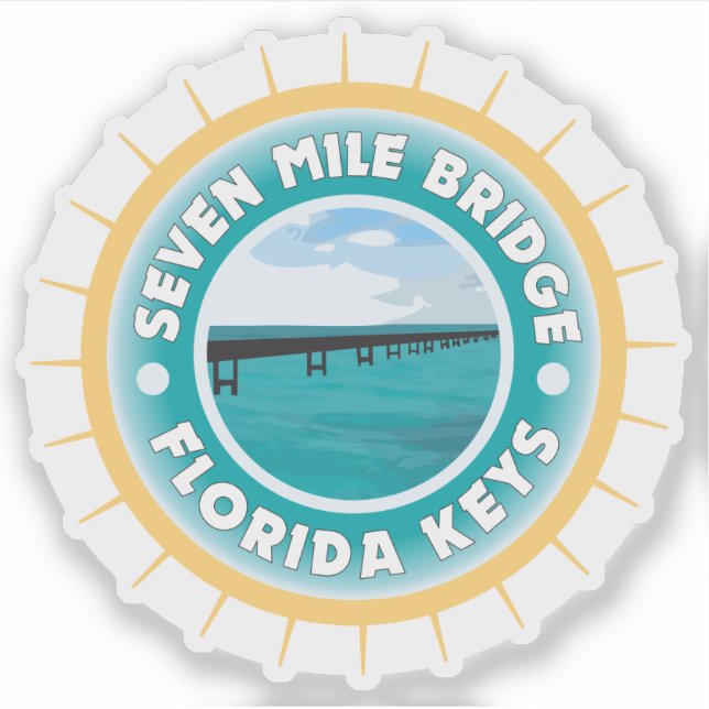 Seven Mile Bridge Florida Keys Illustration Aufkleber (Vorderseite)
