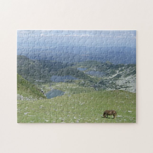 Seven Seen Rila Berg Wildes Pferd Bulgarien Puzzle (Horizontal)