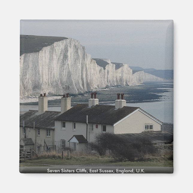 Seven Sisters Cliffs, East Sussex, England, Großbr Magnet (Vorne)