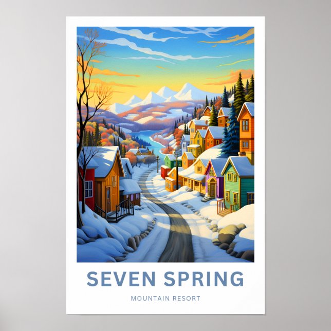 Seven Spring Mountain Resort Reisen Print Poster (Vorne)