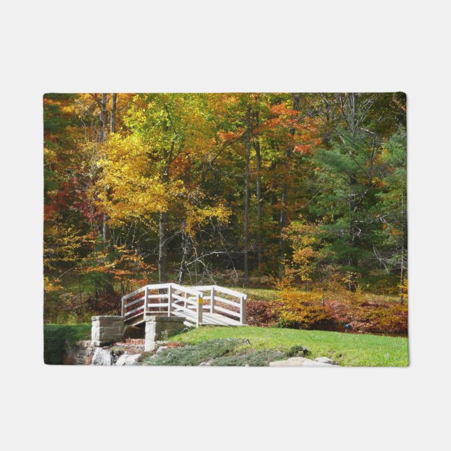 Seven Springs Fall Bridge I Herbst Landschaft Fußmatte (Vorderseite)