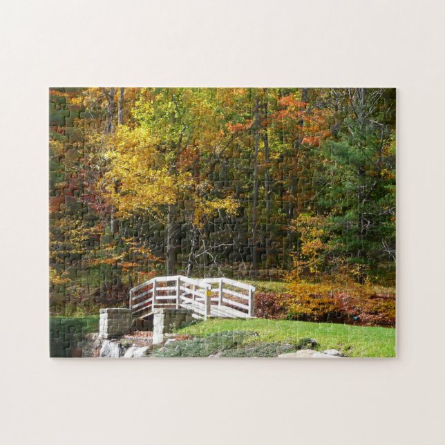 Seven Springs Fall Bridge I Herbst Landschaft Puzzle (Horizontal)