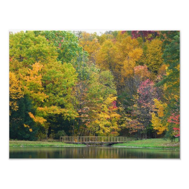 Seven Springs Fall Bridge II Herbstlandschaft Fotodruck (Vorne)