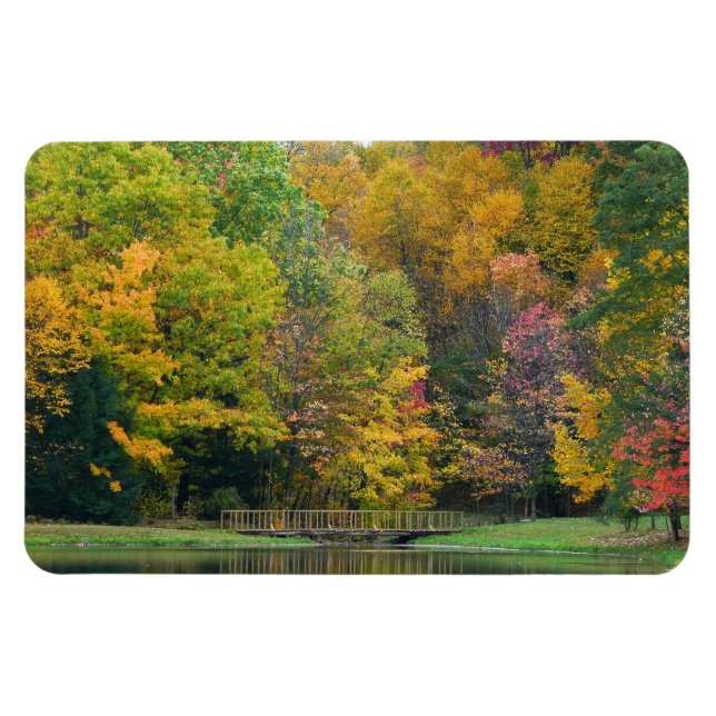 Seven Springs Fall Bridge II Herbstlandschaft Magnet (Horizontal)