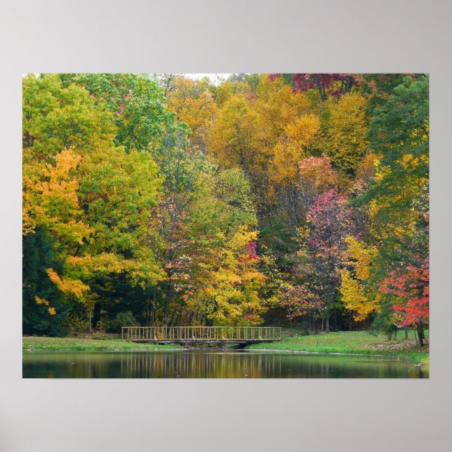Seven Springs Fall Bridge II Herbstlandschaft Poster (Vorne)