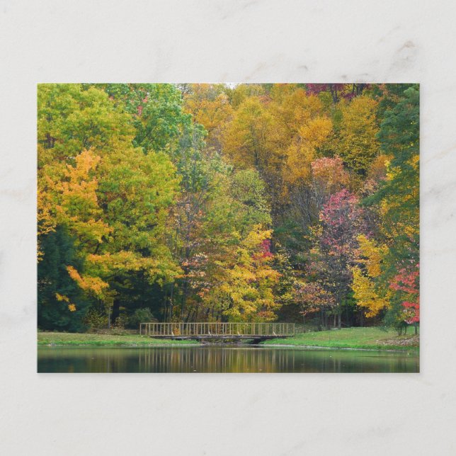Seven Springs Fall Bridge II Herbstlandschaft Postkarte (Vorderseite)