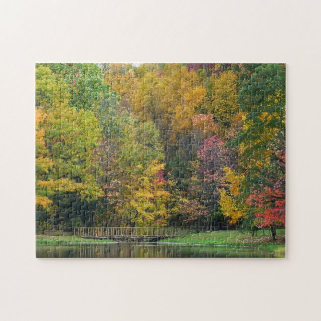Seven Springs Fall Bridge II Herbstlandschaft Puzzle (Horizontal)