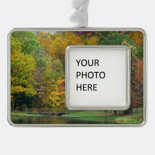 Seven Springs Fall Bridge II Herbstlandschaft Rahmen-Ornament Silber