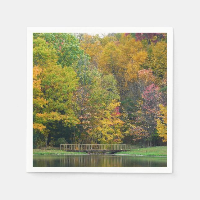 Seven Springs Fall Bridge II Herbstlandschaft Serviette (Vorderseite)