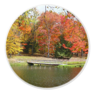 Seven Springs Fall Bridge III Herbstlandschaft Keramikknauf