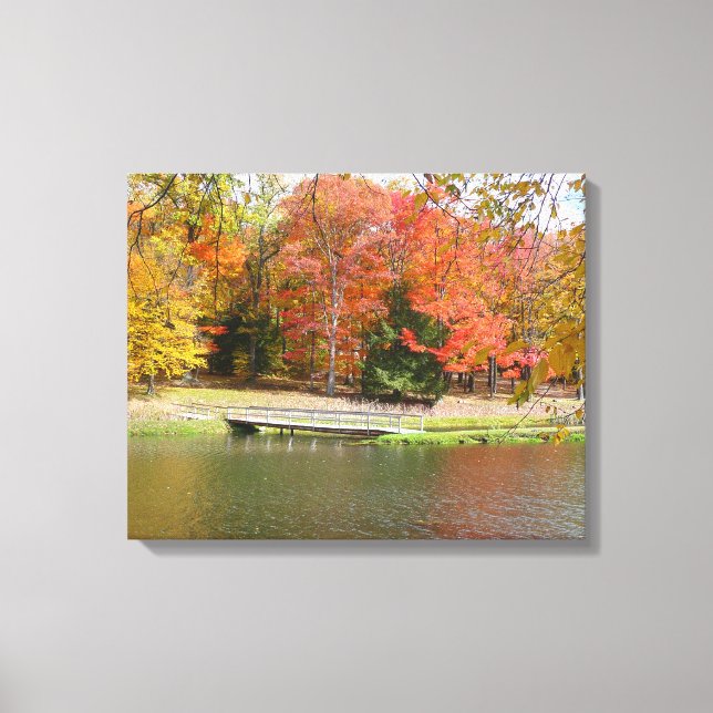 Seven Springs Fall Bridge III Herbstlandschaft Leinwanddruck (Vorderseite)