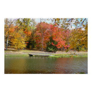 Seven Springs Fall Bridge III Herbstlandschaft Poster