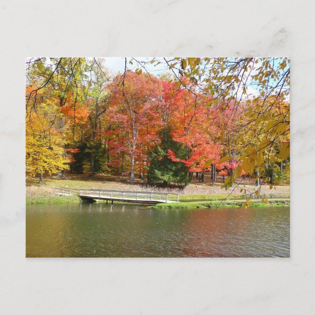 Seven Springs Fall Bridge III Herbstlandschaft Postkarte (Vorderseite)