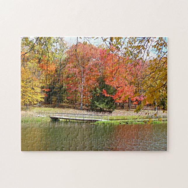 Seven Springs Fall Bridge III Herbstlandschaft Puzzle (Horizontal)