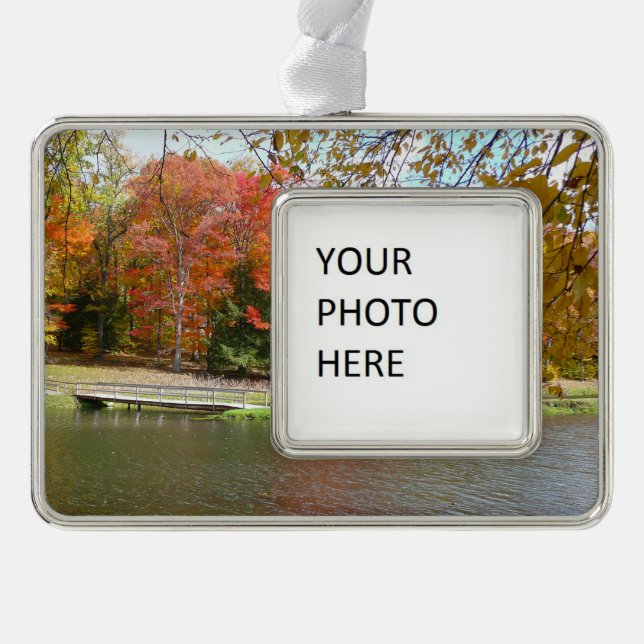 Seven Springs Fall Bridge III Herbstlandschaft Rahmen-Ornament Silber (Vorderseite)