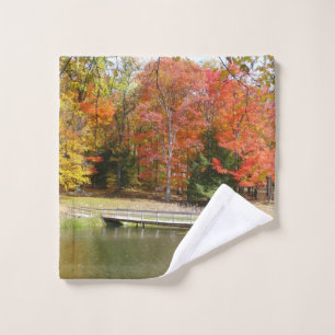 Seven Springs Fall Bridge III Herbstlandschaft Waschlappen
