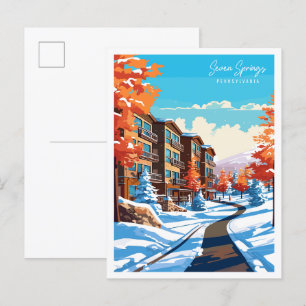 Seven Springs Vintage-Reiseillustration Postkarte