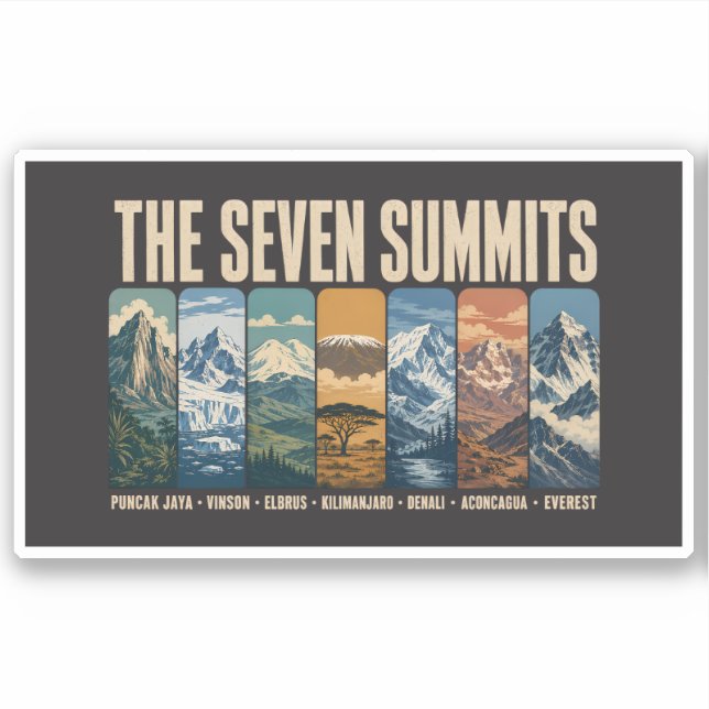 Seven Summits Mountain Landmarks Illustration Aufkleber (Vorderseite)