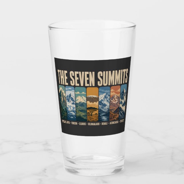 Seven Summits Mountain Landmarks Illustration Glas (Vorderseite)