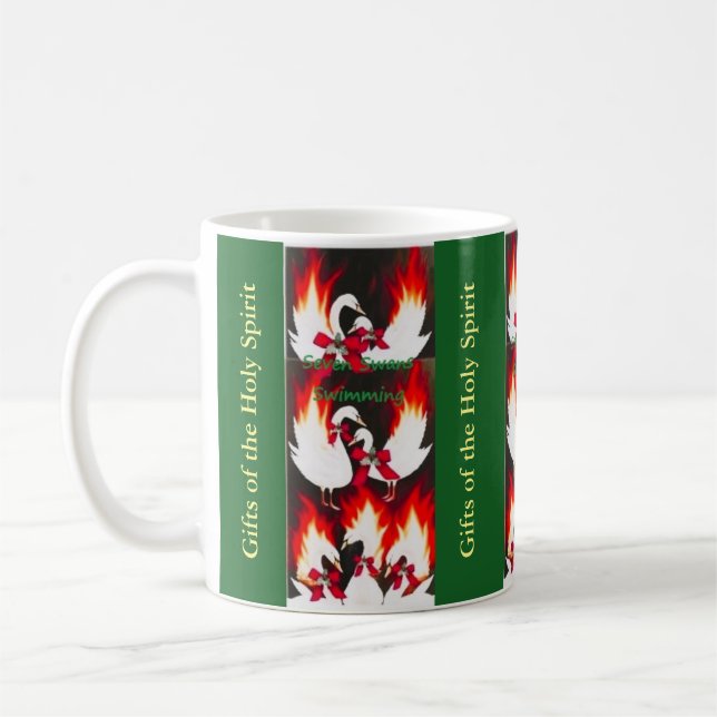 Seven Swans Schwimmen, 7. Tag der Weihnachtsfeier  Kaffeetasse (Links)