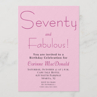 Seventy and Fabulous Blush Pink 70th Birthday Einladung