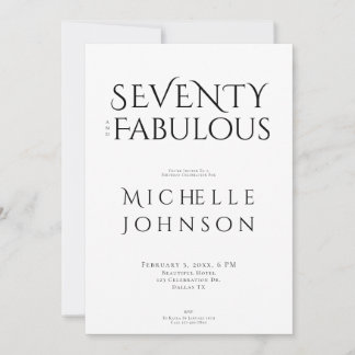 Seventy and Fabulous Minimal 70th Birthday Party Einladung