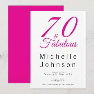 Seventy and Fabulous Minimal Pink 70th Birthday Einladung