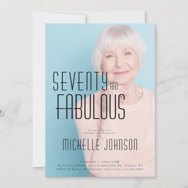 Seventy and Fabulous Photo 70th Birthday Party Einladung (Vorderseite)