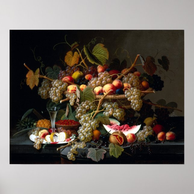 Severin Roesen Still Life mit Frucht Poster (Vorne)