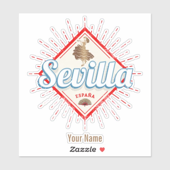 Sevilla Andalusien Spanien Retro Flamenco Vintag Aufkleber (Blatt)