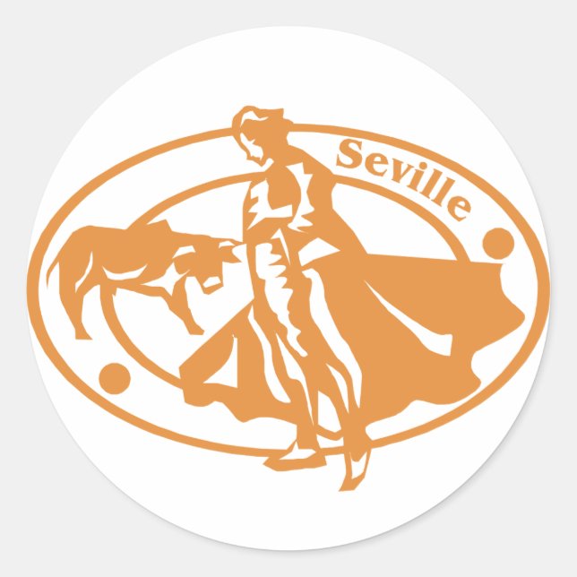 Sevilla-Briefmarke Runder Aufkleber (Vorderseite)