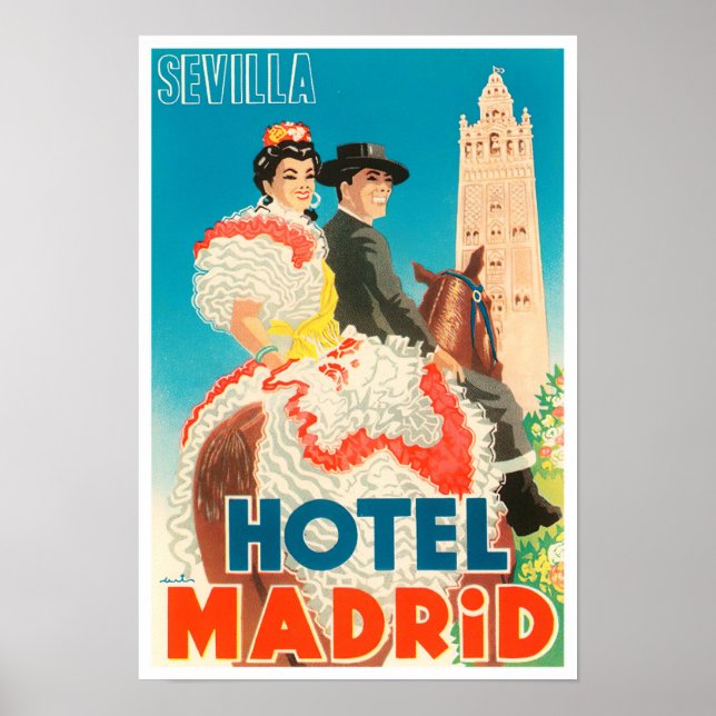 Sevilla Hotel Madrid Vintage Reise Poster (Vorne)