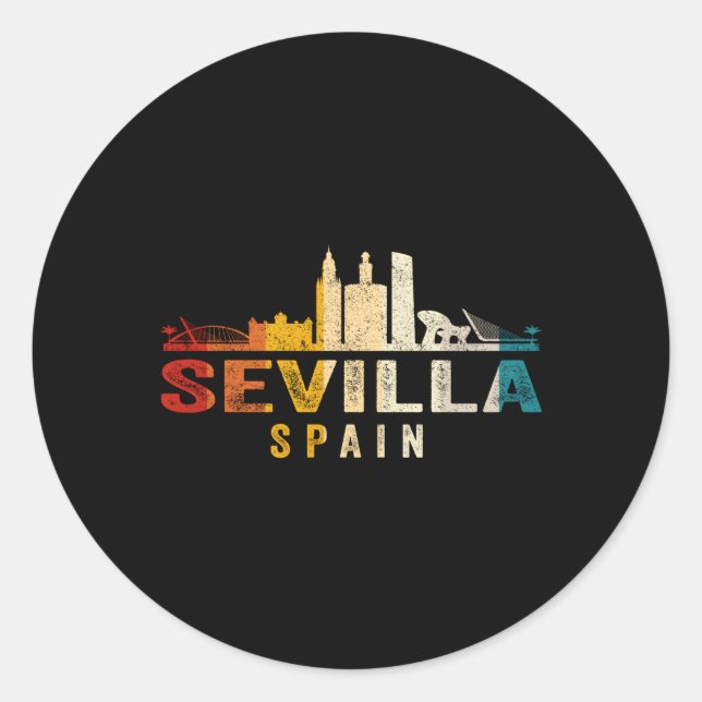 Sevilla Skyline Spanien Runder Aufkleber (Vorderseite)