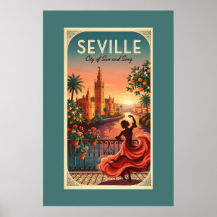 Sevilla Sonnenuntergang Flamenco Poster