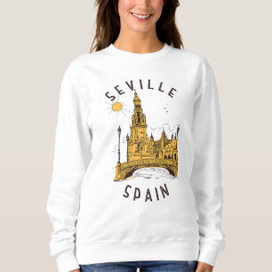 Sevilla Spain Plaza de España Distressed Circle Sweatshirt