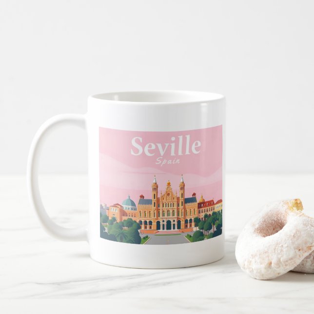 Sevilla Spain Plaza de Espana Pastell Travel Kaffeetasse (Mit Donut)