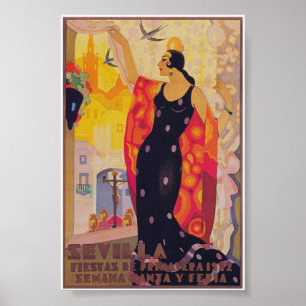 Sevilla Spanien 1932 Frühlingsfestival Vintage Rei Poster