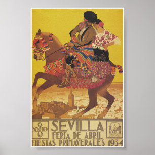 Sevilla Spanien 1934 April Messe Jahrgang Poster