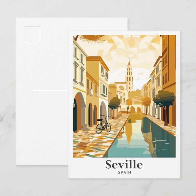 Sevilla Spanien Art Vintage Postkarte (Vorne/Hinten)