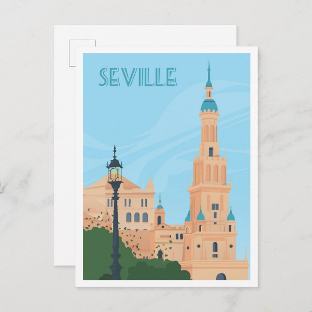 Sevilla Spanien Art Vintage Postkarte (Vorne/Hinten)