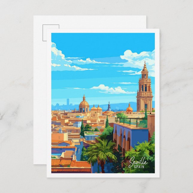 Sevilla Spanien Art Vintage Postkarte (Vorne/Hinten)