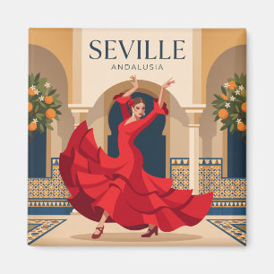 Sevilla Spanien Flamenco-Tänzerin in Rot Magnet