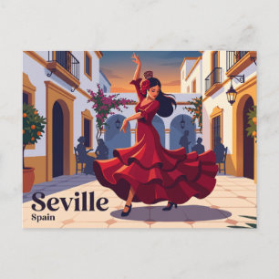 Sevilla Spanien Flamenco-Tänzerin in Rot Spanien Postkarte